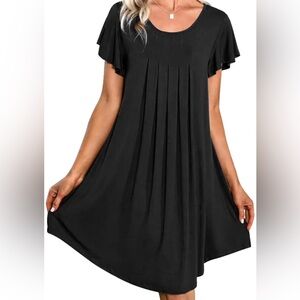 Ekouaer Womens Nightgown Soft Short Sleeve Nightdress in black, S